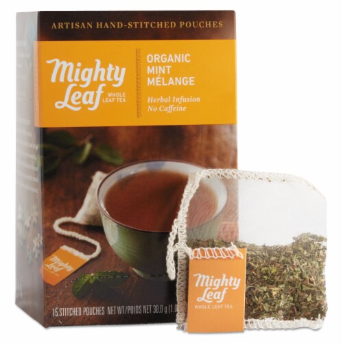 Whole Leaf Tea Pouches, Organic Mint Melange, 15/Box Whole Leaf Tea Pouches, Organic Mint Melange, 15/Box