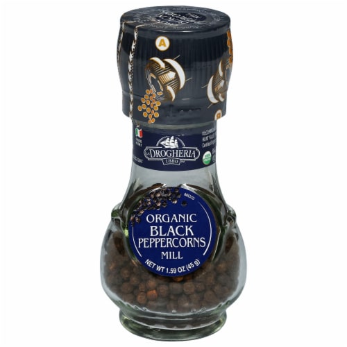 Drogheria & Alimentari® Organic Black Peppercorns Mill Perspective: front