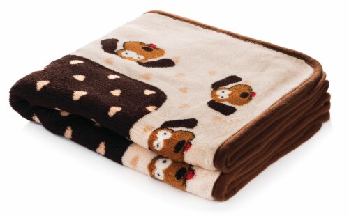 SmartPetLove Cream & Brown Heart Snuggle Puppy Snuggle Blanket Perspective: front