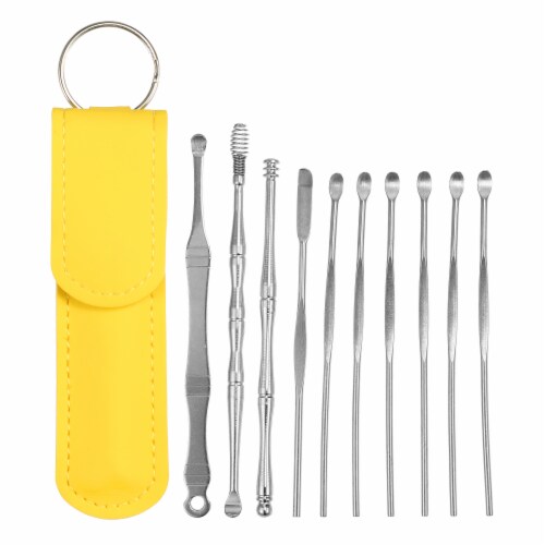VOCOSTE 10pcs Earwax Cleaning Tool Portable Stainless Steel Ear Care Kit Perspective: front
