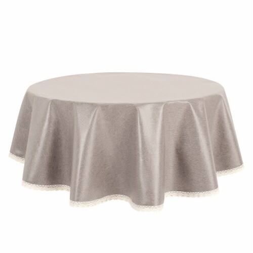 uxcell Round Tablecloth Spill-Proof Lace TPU Dining Table Cover Perspective: front