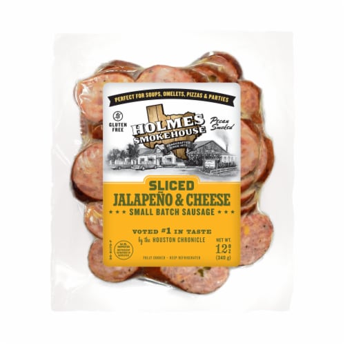 Holmes Smokehouse Sliced Jalapeno & Cheese Small Batch Sausage Perspective: front