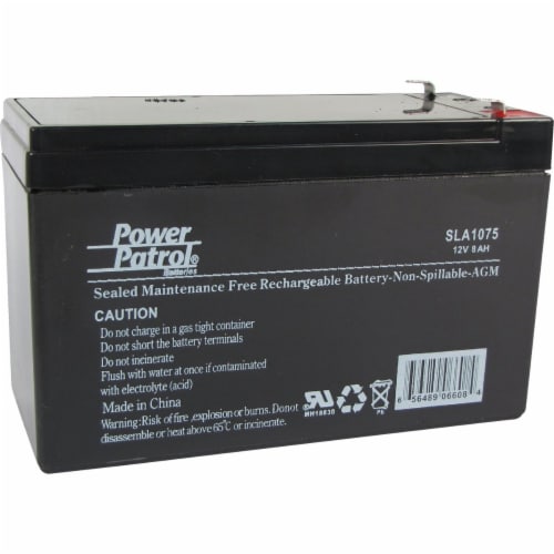 Interstate All Battery Power Patrol 12V 8A Security System Battery SLA1075 Perspective: front