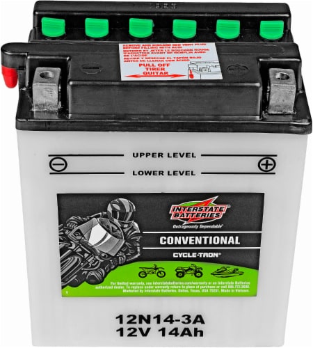 Interstate Batteries Cycle-Tron Conventional 12-Volt Motorcyle Battery 128 CCA Perspective: front