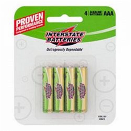 Interstate Batteries DRY0035 1.5V Alkaline AAA Batteries, Pack of 4 Perspective: front