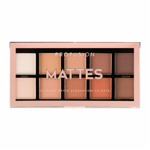 Profusion Cosmetics Mattes 10 Shade Matte Eyeshadow Palette Perspective: front
