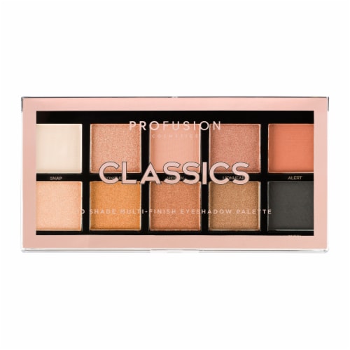 Profusion Cosmetics Classics 10 Shade Multi-finish Eyeshadow Palette Perspective: front