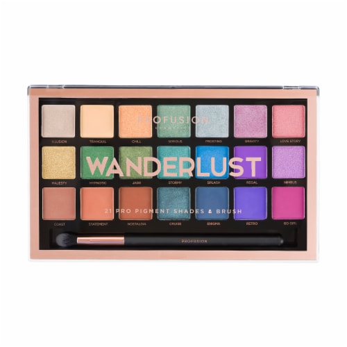 Profusion Cosmetics Wanderlust 21 Pro Pigment Shades & Brush Perspective: front