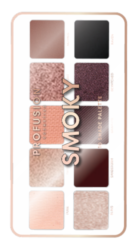 Profusion Cosmetics Essentials 10 Shade Palette - Smoky Perspective: front