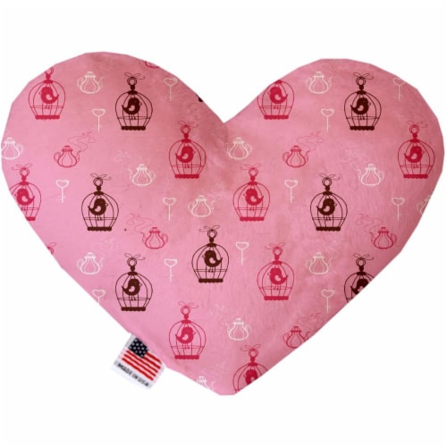 Mirage Pet 1117-SFTYHT6 Pink Whimsy Bird Cages 6 in. Stuffing Free Heart Dog Toy Perspective: front