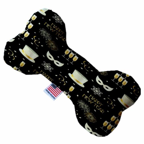 Mirage Pet 1269-SFTYBN6 Fancy New Year 6 in. Stuffing Free Bone Dog Toy Perspective: front