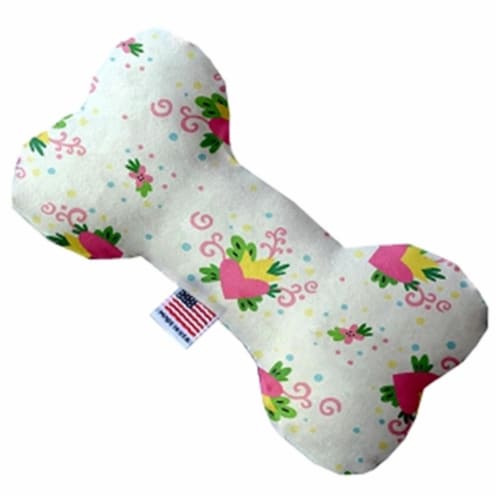 Mirage Pet 1376-SFTYBN6 Mardi Gras Polka Dots Stuffing Free 6 in. Bone Dog Toy Perspective: front