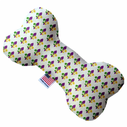 Mirage Pet 1378-TYBN8 Mardi Gras Fleur De Lis 8 in. Bone Dog Toy Perspective: front