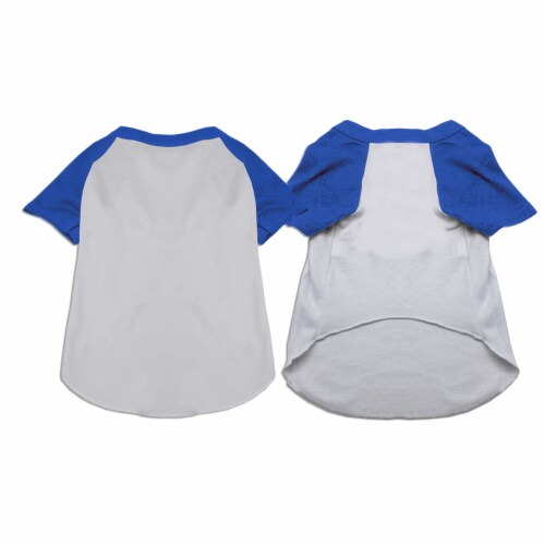 Raglan Baseball Pet Shirt White with Blue Size 6X 1 King Soopers