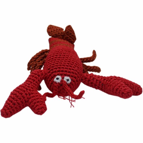 Knit Knacks Lurch the Lobster Organic Cotton Small Dog Toy Perspective: front