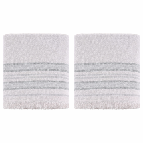 Agora of Smyrna - Premium Turkish Bath Towel Cotton & Bamboo Blend, Stone & Grey, Bundle of 2 Perspective: front