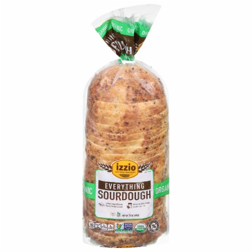 Izzio Artisan Bakery Organic Everything Sourdough Bread Perspective: front