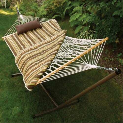 Cotton Rope Hammock  Stand  Pad and Pillow Combination Perspective: front