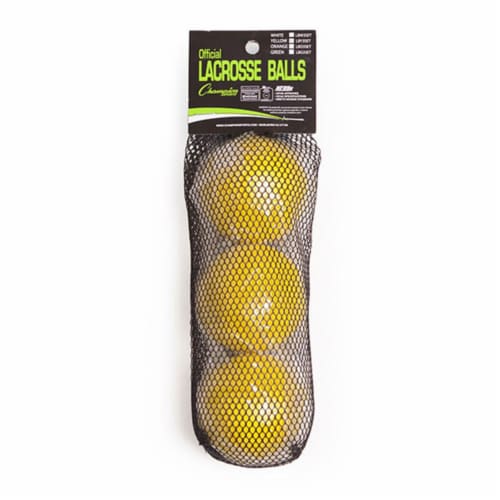 NOCSAE Lacrosse Ball Set, Yellow - Set of 3 Perspective: front