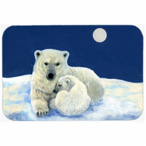 Polar Bears Moonlight Snuggle Glass Large Cutting Board Perspective: front