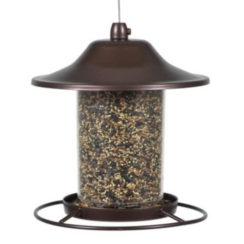 21.082 x 21.082 x 23.368cm Brown Panorama Bird Feeder Rustic Perspective: front