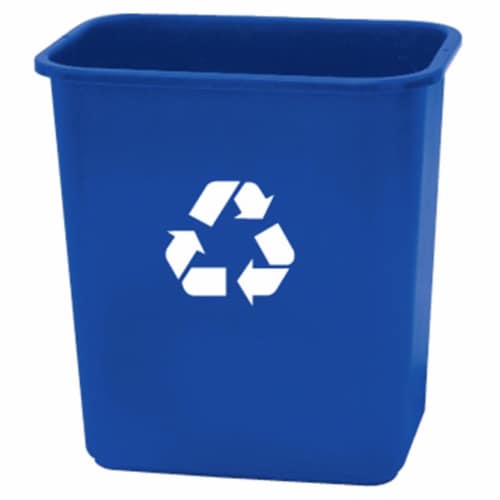 28 Quart Blue Recycling Wastebasket   - Pack of 12 Perspective: front