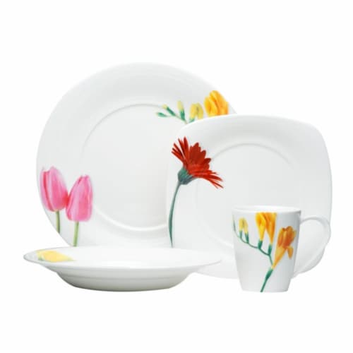 Dutch Garden 16 Piece Dinnerware Set with Square Salad Perspective: front