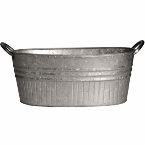 24 in. Galvanized Tub Planter Perspective: front