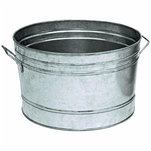 12 in. Galvanized Round Tub Planter Perspective: front