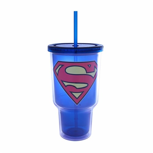 32 oz Superman Logo Plastic Jumbo Cold Cup Perspective: front