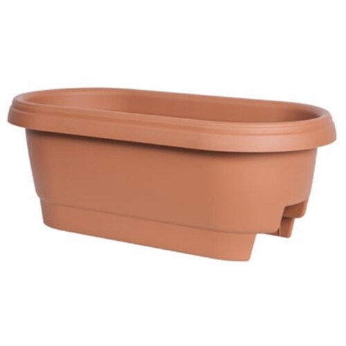 477241-1001 24 in. Clay Deck Rail Planter Perspective: front