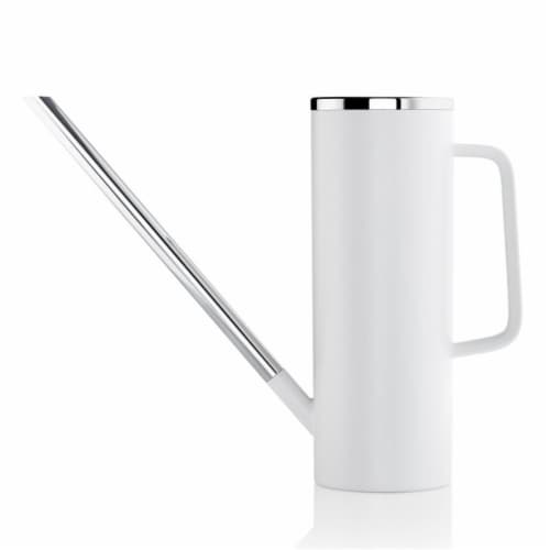 Polished Stainless Steel White Watering Can, 1.5 ltr Perspective: front