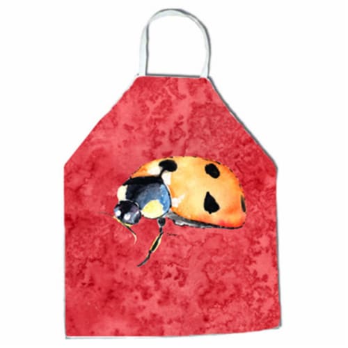 27 H x 31 W in. Lady Bug on Red Apron Perspective: front