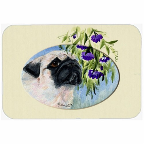 Pug Glass Cutting Board - Large, 15 H x 12 L in. Perspective: front