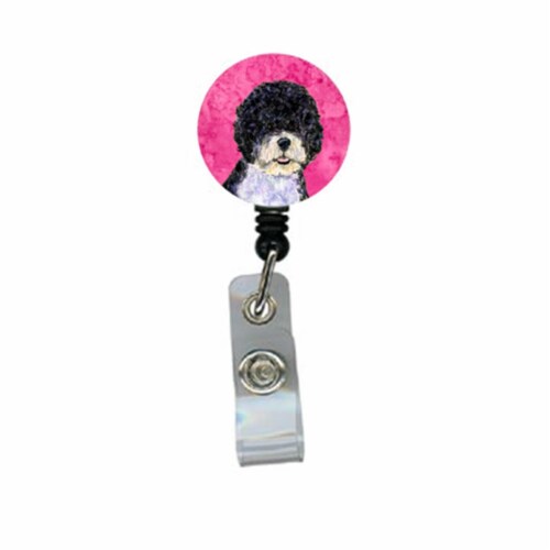 Portuguese Water Dog Retractable Badge Reel Or Id Holder With Clip Perspective: front