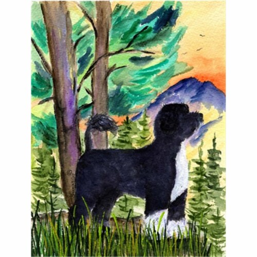 Portuguese Water Dog Flag - Garden Size, 11 x 15 in. Perspective: front