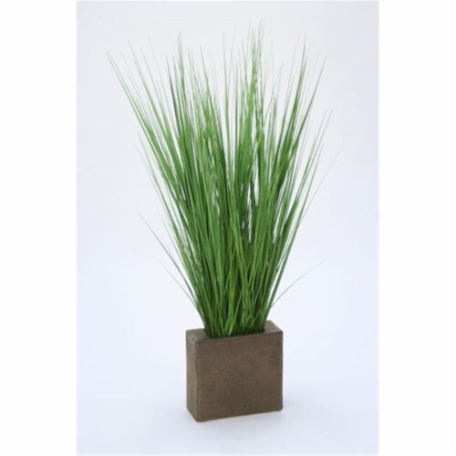 Distinctive Designs 2924C Grass in Rectangle Metal Planter - Greens Perspective: front