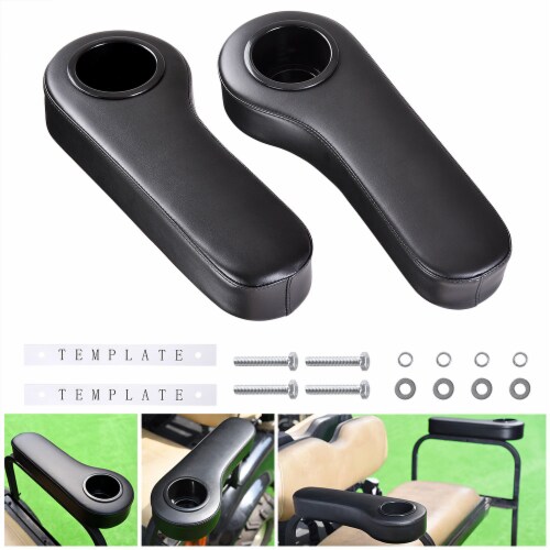 Yescom 2pcs Universal Golf Cart Armrest Cushion with Cup Holder Fits for Club Car Rear Seats Perspective: front