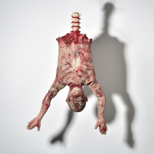 37 Animated Halloween Prop Half Body Skinned Hanging Corpse Torso Haunted House Decor Perspective: front