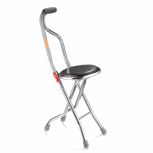 Medical Folding Walking Stick Seat Four Legged Portable Travel