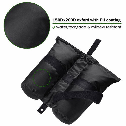 4 Pcs Weight Sand Bag Oxford with Grommet for Outdoor Easy Pop Up Canopy Tent Gazebo Black Perspective: front