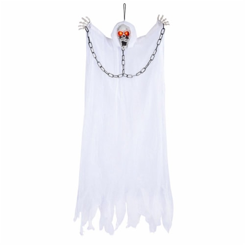 4' Halloween Prop Hanging Chained Prisoner Lighted Eyes Haunted House Party Ornament Decor Perspective: front