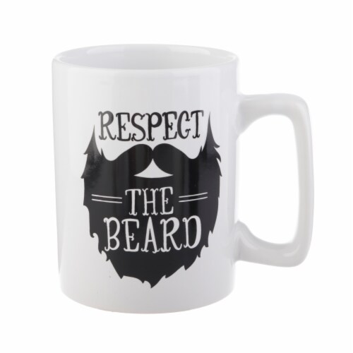 Pacific Market International Respect the Beard Square Handle Mug - Black/White Perspective: front