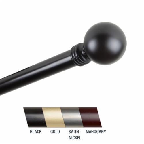 Central Design 100-01-662 Globus 1 in. Curtain Rod, 66-120 in. - Black Perspective: front