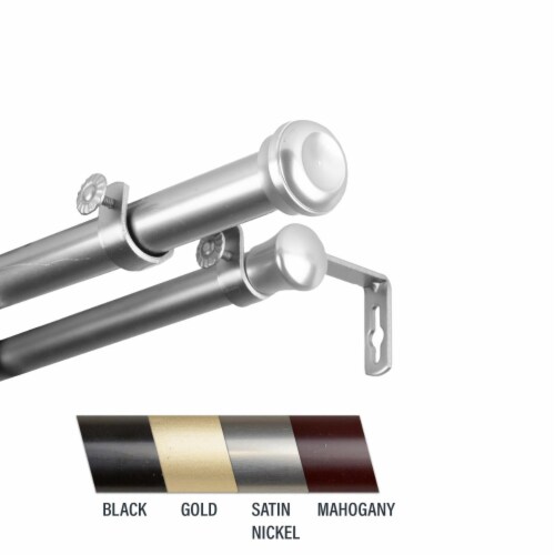 Central Design 100-68-995-D Cillo 1 in. Double Curtain Rod, 120-170 in. - Satin Nickel Perspective: front