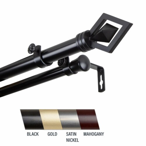 Central Design 100-69-1602-D Lance 1 in. Double Curtain Rod, 160-240 in. - Black Perspective: front