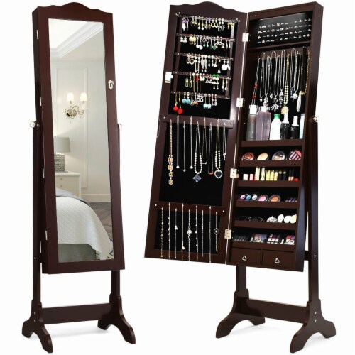 Slickblue 14 LED Jewelry Armoire Cabinet with Full Length Mirror and 4 Tilting Angles 1 Unit Gerbes Super Markets