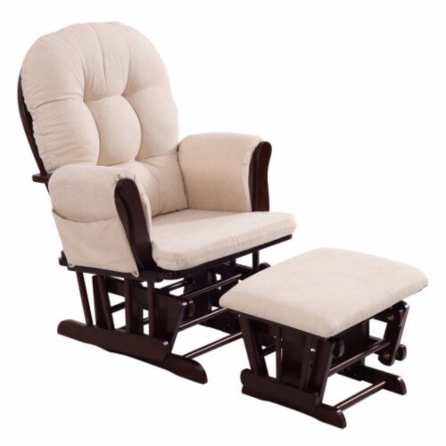 Slickblue Adjustable Backrest Baby Nursery Rocking Chair Ottoman Set Beige 1 Unit Smith s Food and Drug