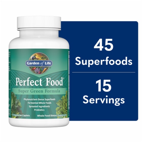 Garden of Life® Perfect Food® Super Green Formula Caplets Perspective: front