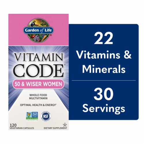 Garden of Life® Vitamin Code® 50 & Wiser Women's Multivitamins Vegetarian Capsules Perspective: front